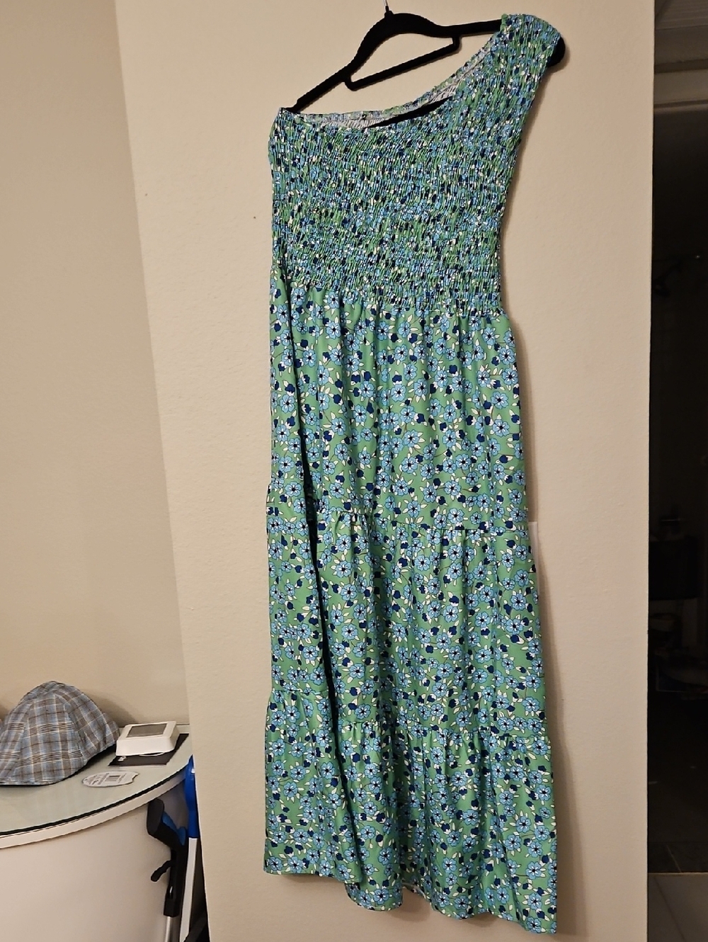 Green Floral Smocked Maxi Dress